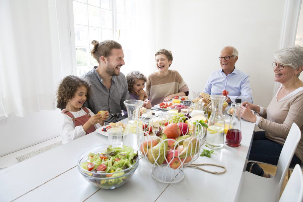 family having lunch