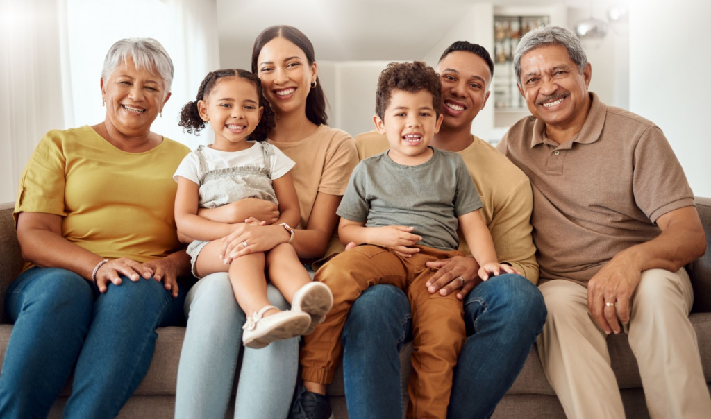 A multigenerational family living in one home