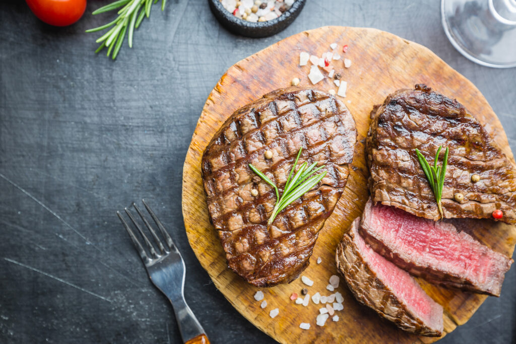 Grilled marbled meat steak