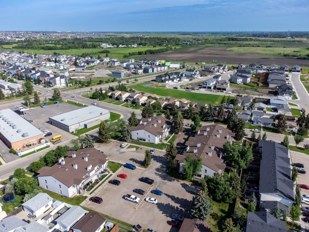 aerial view of a town in St. Paul, Alberta