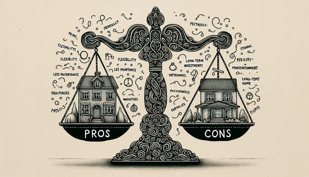 a detailed graphic of the pros and cons of renting vs buying