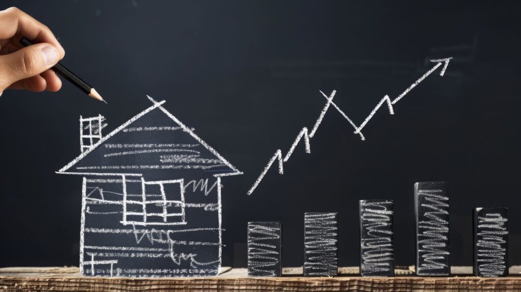a graphic showing an upward trends in the local real estate market